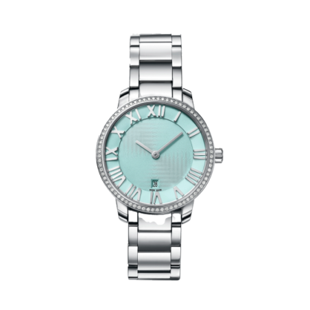 Silver Watch with Turquoise Dial