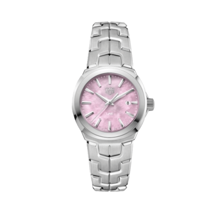 Silver Watch with a Pink Dial for Women