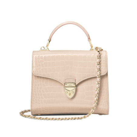 Small Beige Shoulder Bag with Lock