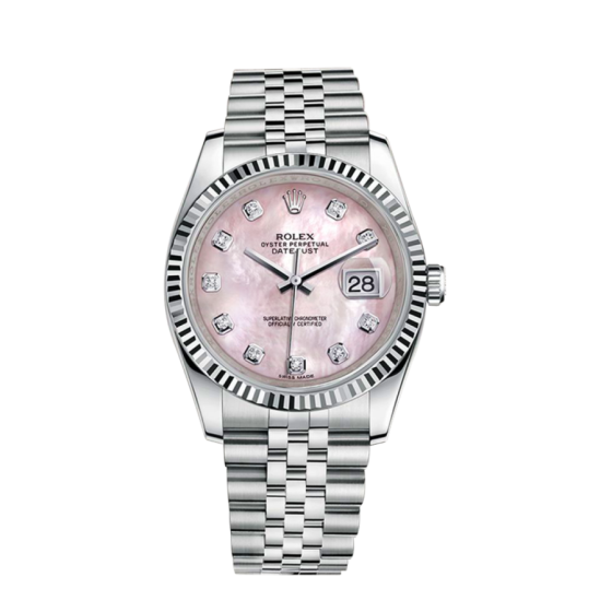 Silver Watch with a Pink Dial for Women