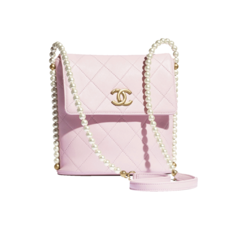 Stylish Pink Bag with Pearl Strap