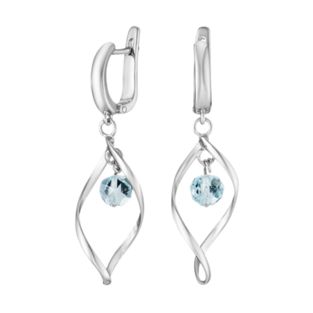 Silver Earrings with Blue Zirconium